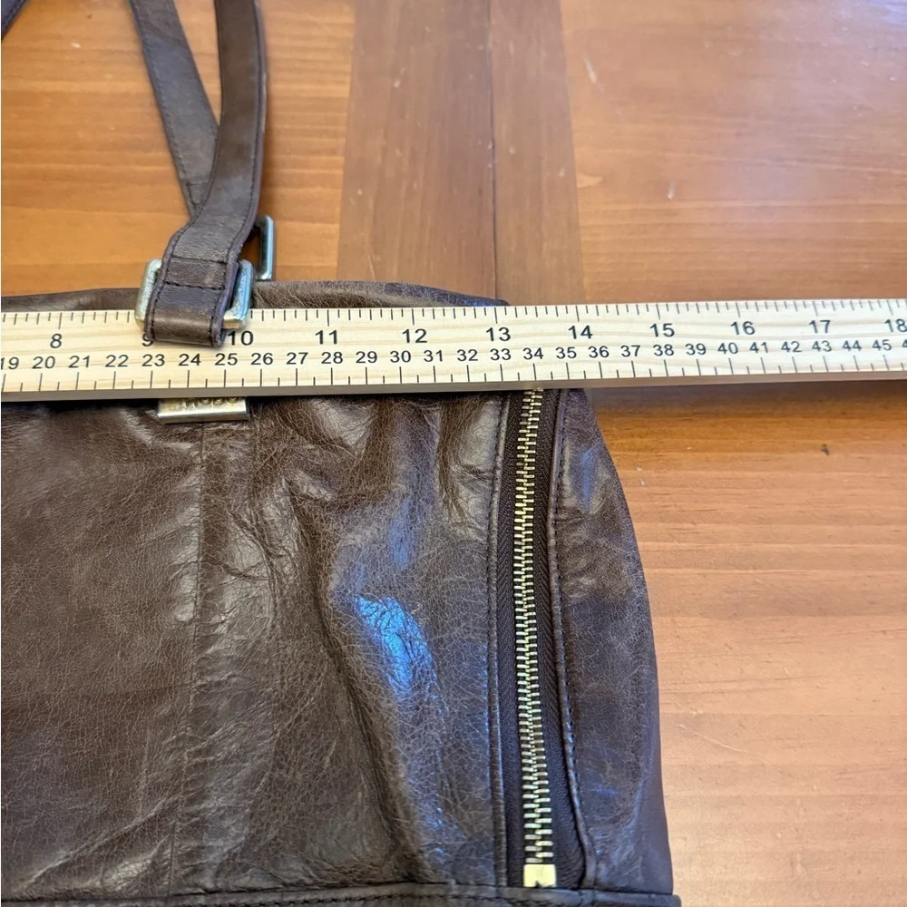 hobo handbag Brown Leather Distressed Multi Pockets Slouchy Everyday Purse hippy